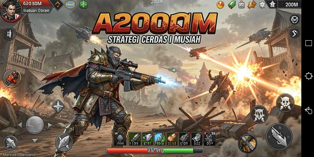Screenshot utama A200M menampilkan aksi permainan strategi yang mendebarkan.