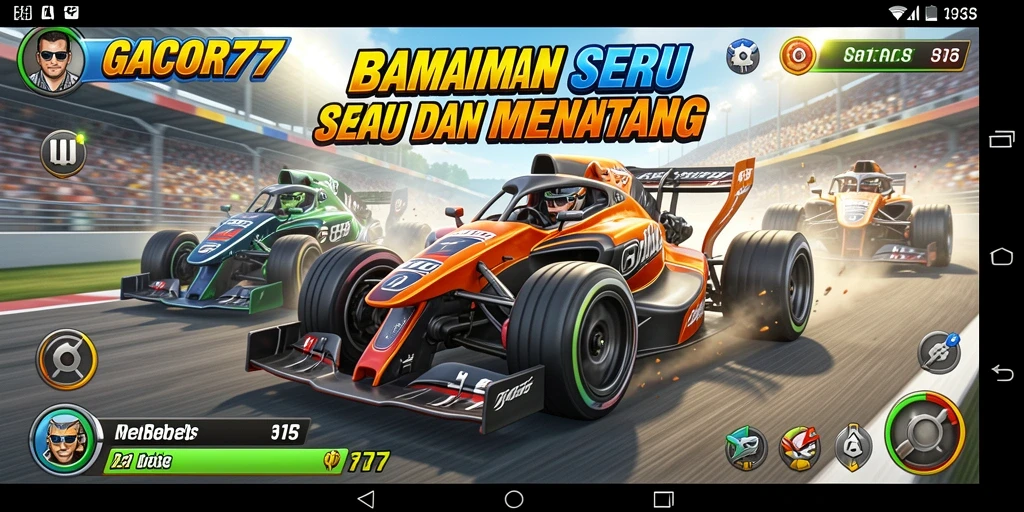 Screenshot utama GACOR77 menampilkan aksi balap yang mendebarkan.