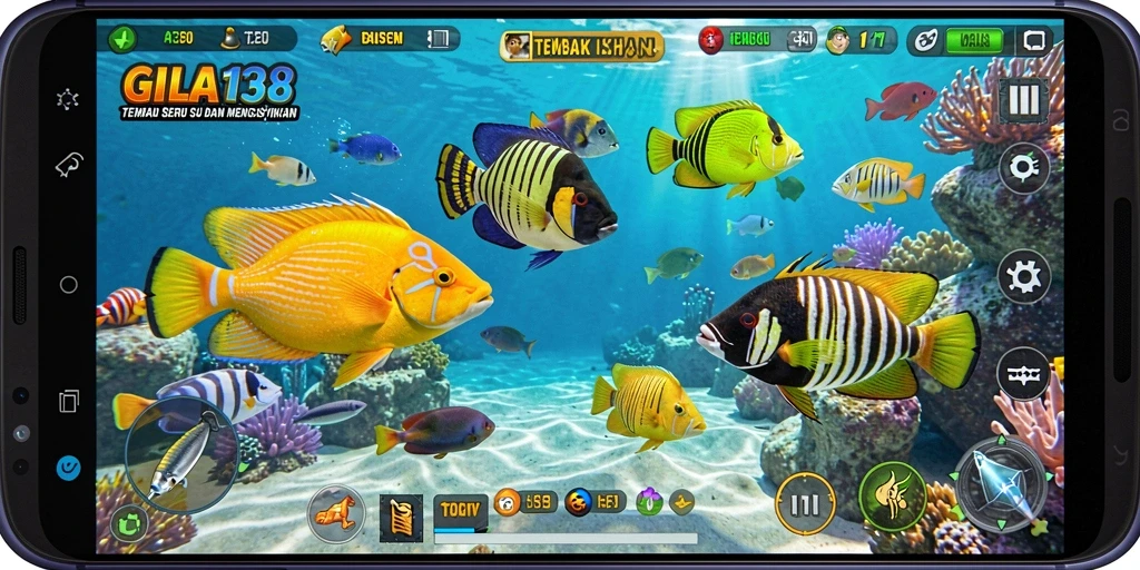 Tampilan gameplay GILA138 yang menampilkan aksi menembak ikan.