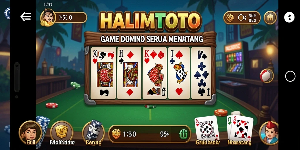 Screenshot gameplay HALIMTOTO menampilkan keseruan bermain Domino.