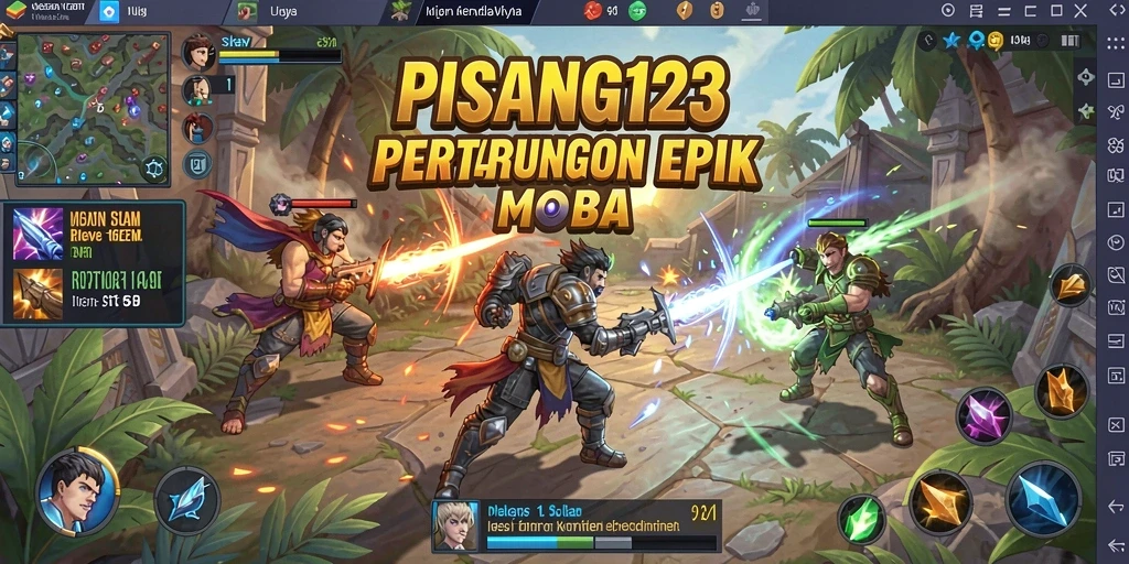 Tangkapan layar PISANG123 menampilkan pertarungan seru di arena MOBA.