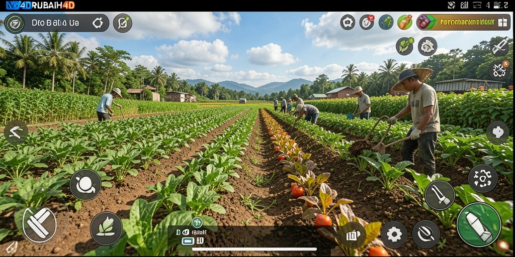 Tampilan gameplay <strong>RUBAH4D</strong> yang menawan dengan aktivitas bertani.