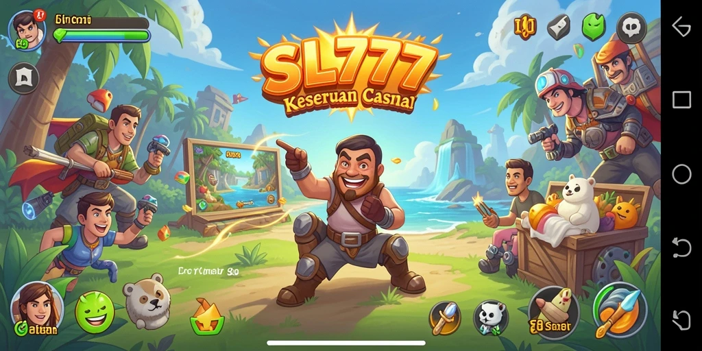 Tampilan gameplay SL777 yang ceria dan seru.