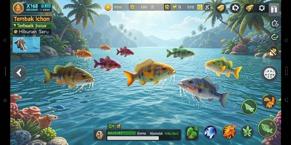 Tampilan gameplay seru dalam game Tembak Ikan X168.
